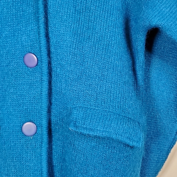 Vintage Turquoise Mohair Indie Button-Up Sweater Coat - Picture 3 of 14